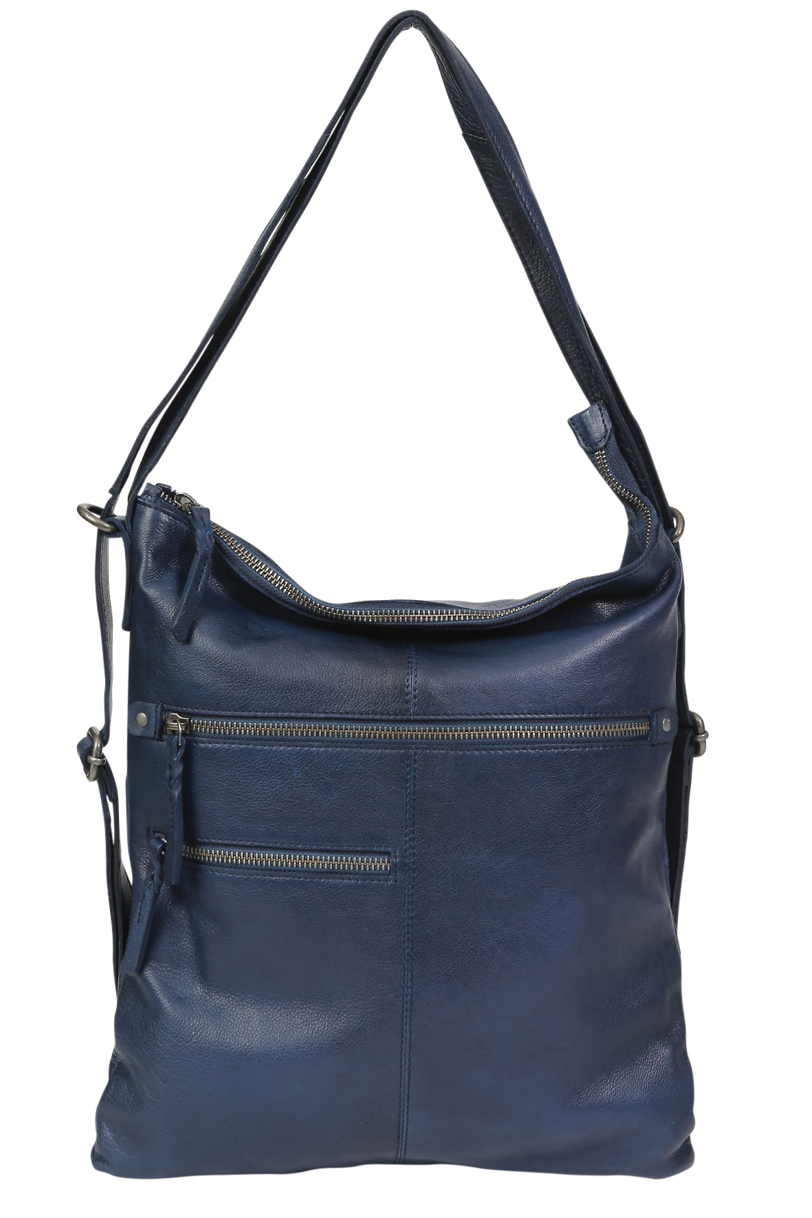 Leather Hobo/Shoulder/Backpack 6314 Navy - Modapelle Direct