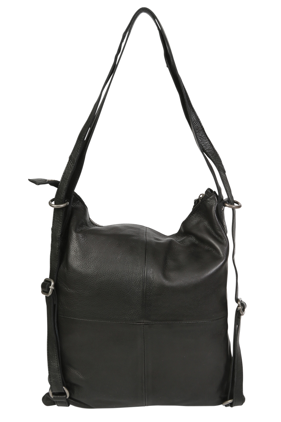 Leather Hobo/Shoulder/Backpack 6314 Black - Modapelle Direct