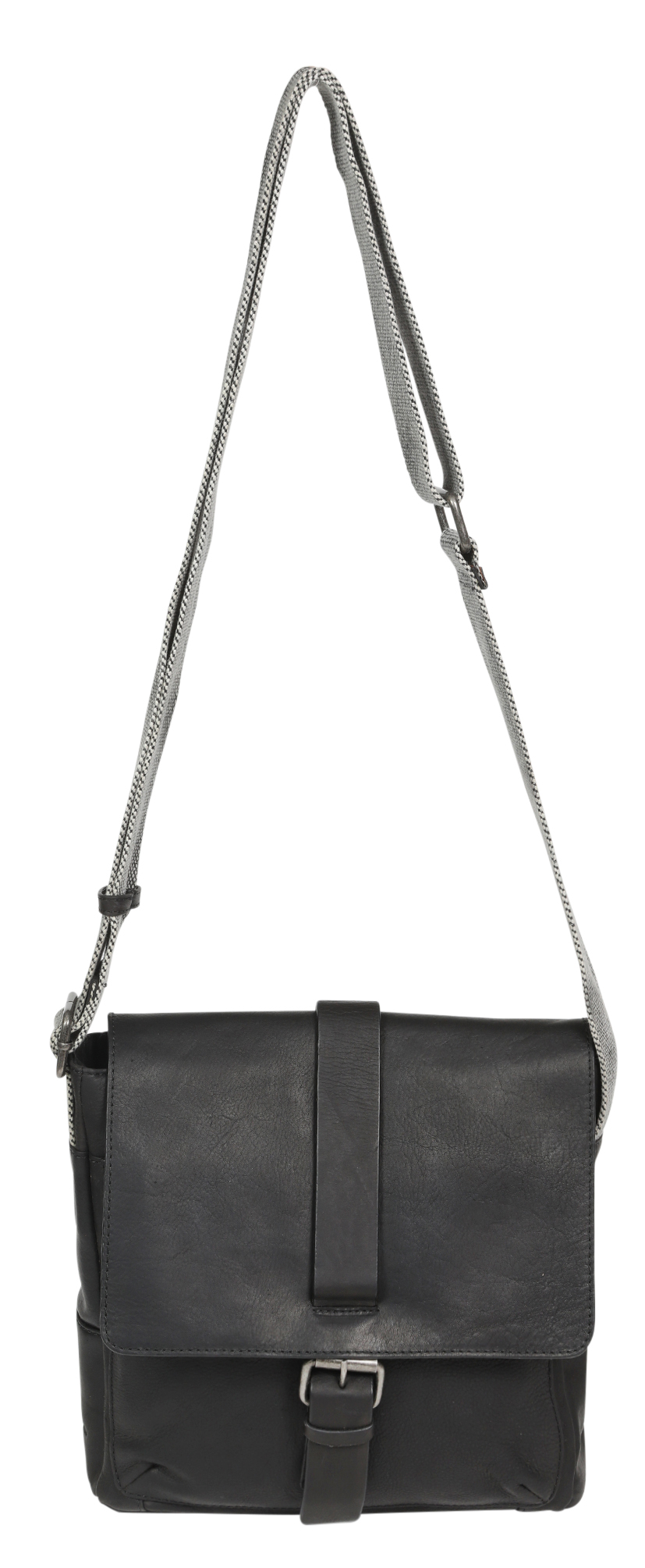 Men's Vintage Cow Leather Black Crossbody Bag 3911 - Modapelle Direct
